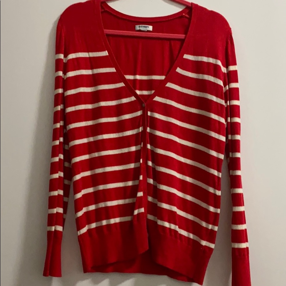 Red Striped cardigan